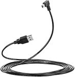 LARRITS 15FT USB 2.0 to Mini USB Cable 90 Degree Right Angle Charger Cord with 5pc Wiring Clips for Garmin Nuvi GPS Car Dash Cam GPS Navigator DVR Backup Camera (5 Meters)