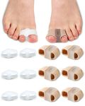 BLATOWN 12Pcs Toe Separators Bunion Corrector for Women Men, Gel Big Toe Spacers with 2 Loops for Feet, Hammer Toe Straightener, Elasticity and Soft (6Nylon+6Gel)