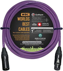 10 Foot - Gotham GAC-2 AES/EBU (Purple) - Low-Loss, 2xCore 2xShielded Balanced Digital & Analog Audio Cable w/ Neutrik Gold Male to Female XLR Plugs - CUSTOM MADE By WORLDS BEST CABLES