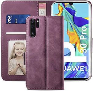YATWIN Cover Compatibile con Huawei P30 Pro, Flip Custodia Portafoglio in Pelle Premium Slot, Interno TPU Antiurto, Supporto Stand, Stile Libro e Chiusura Magnetica per Huawei P30 Pro - Vino Rosso