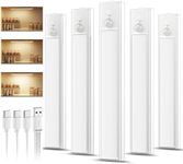 YiaMia 5 Pack Under Cabinet Lighting Wireless, 8 Inch Rechargeable Motion Sensor Lights Indoor, Magnetic Stick LED Under Counter Lights Dimmable Warm Cabinet Light for Kitchen Closet Stairs Wardrobe