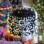 Lyhope Christmas Lights, 98.4ft 300 LED Christmas Fairy Lights, Clear White & Multi Color Changing String Lights, with Remote 11 Modes 30V Xmas Tree Lights for Patio Yard Party Indoor Outdoor Decor