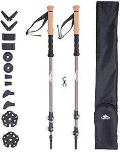 Cascade Mountain Tech Trekking Poles - 2 Piece Carbon Fiber Monopod Walking or Hiking Sticks with with Accessories Mount & Adjustable Quick Locks (Set of 2), Brown