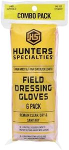 Hunters Specialties Field Dressing Gloves Combo Pack 6 Pairs Short Latex Gloves & 6 Pairs Shoulder-Length Poly Gloves for Deer Gutting