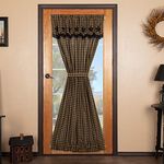 VHC Brands Primitive Curtains Rod Pocket Cotton Tie Back(s) Appliqued Star Door Panel, Raven Black