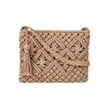 Eiyye Boho Crossbody Handbag Summer Beach Shoulder Handbag Boho Envelope Clutch Crochet Handmade Purse Tassel (Brown)