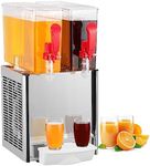 Commercial Beverage Dispenser, Towallmark 2 Tanks 5.28 Gallon 20L Commercial Juice Dispenser, 10 Liter Per Tank, 280W Stainless Steel Food Grade Ice Tea Drink Dispenser with Thermostat Controller