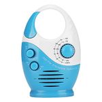 Shower Radio, Portable Waterproof AM FM Shower Radio with Top Handle for Bathroom Outdoor Use, Built in Speakers, Blue