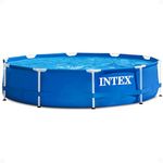Intex 10 Foot x 30 Inch Round Metal Frame Backyard Above Ground Swimming Pool