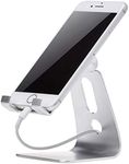 Amazon Basics Adjustable Aluminum Phone Stand for Cell Phones, iPhone and Android, 8.1 x 7.6 x 9.9 cm, Silver