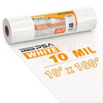 Crawl Space Vapor Barrier - 10 mil - (10' x 100') - White Plastic Sheeting - Thick Plastic Sheeting, Heavy Duty Polyethylene Film, Drop Cloth Vapor Barrier Covering for Crawl Space, Garden, Basement