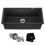Kraus KGU-413B Undermount Single Bowl Granite Kitchen Sink, 31 Inch, Black