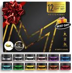 MONÉGASQUE Edible Luster Dust Glitter Set for Cake, Cookies, Cupcakes, Chocolate, Sweets, Drinks, and Cocktails, 12 Pc. Set with Gold and Silver Decorating Supplies, Food Safe Decorations