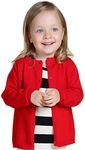 Kids Baby Knitted Solid Cardigan Uniform School-wear Button Down Sweaters Jumper Long Sleeve Tops (12-18 Months, Red)