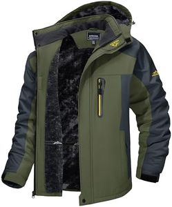 TACVASEN Men's Winter Ski Jacket Waterproof Snow Coats Snowboard Fleece Lining Jacket Warm Parka with Hooded Green XL