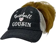 Cocomo Soul Womens Girls Baseball Cousin Hat | Baseball Cousin Messy BUN High Ponytail Hat 231 Dark Grey