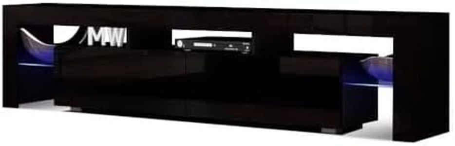 Artiss TV Unit Cabinet Entertainment Units, 189cm Length Stand Table Cabinets Storage Shelf Organiser Cupboard Home Living Room Bedroom Furniture, 16 Colour Lights High Gloss Black