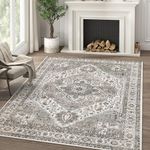 jinchan Area Rug 5x7 Accent Rug Indoor Vintage Floor Mat Soft Printed Distressed Carpet Grey Taupe Non Slip Washable Floorcover for Kitchen Living Room Bedroom Dining Room