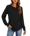 YSYOKOW Womens Long Sleeve T Shirts Casual Tops Dressy Fashion Blouses Tunics for Leggings(Black, XX-Large)