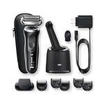 Braun Electric Razor for Men, Waterproof Foil Shaver, Series 7 7075cc, Wet & Dry Shave, With Beard Trimmer, Rechargeable, Clean & Charge SmartCare Center and Travel Case Included, Black"