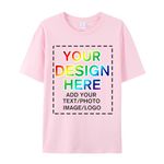 huale POD Custom Your Own Shirts with Photo Text & Logo - Personalized Tee Shirt for Men Women & Kids - Custom Personalized T Shirt Pink