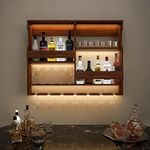 ODEJIA Wooden Wall Mounted Wine Rack, Bar Cabinet with Glass Storage, Wall Hanging Mini Bar for Home Wine Rack/Holder Upside Down Glass Hanging Organizer Size 30 x 24 Inch (Rosewood) (Natural)