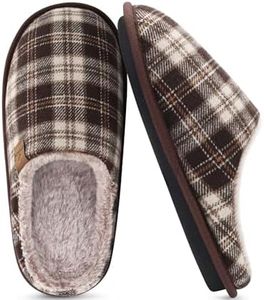 COFACE Womens Mens Cozy Memory Foam Fuzzy Slippers Slip On Warm House Shoes Indoor/Outdoor with Arch Support Brown Khaki