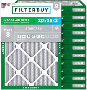 Filterbuy 20x25x2 Air Filter MERV 8 Dust Defense (12-Pack), Pleated HVAC AC Furnace Air Filters Replacement (Actual Size: 19.50 x 24.50 x 1.75 Inches)