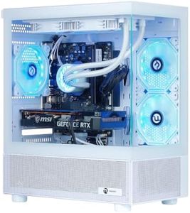 NINGMEI Gaming PC Desktop Computer, Ryzen 7 5700X Gaming Desktop Computer, 32GB RAM 1TB NVMe SSD, GeForce RTX 5060 8GB, Prebuilt Tower PC with Liquid Cooling, 650W PSU, Windows 11 Home, White