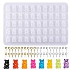 Stiesy 1 Pc Gummy Bear Silicone Molds Resin Casting Molds 200 Pcs Iron Screw Eye Pin Peg Bails for DIY Epoxy Resin Crafts Accessories