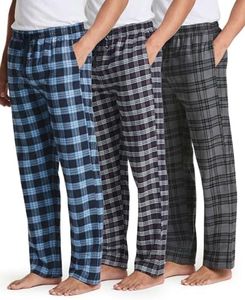 Real Essentials 3 Pack Mens Big & Tall King Size Pajama Pants Cotton Soft Pajamas Men Flannel Bottoms Fleece Buffalo Plaid Pj Lounge Pants Sleepwear Pijamas Hombres Woven - Set 4, 4X