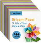 ZKKZOMA ZKKZOMA Vibrant Origami Paper 144 Sheets 6 Inch 70gsm - 12 Vivid Hues Double-Sided Square Folding Paper for DIY Craft Projects & Art Creations Kids & Adults