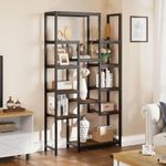 YITAHOME Industrial Bookshelf 71” Tall Bookcase, Large Bookshelves with 12 Open Shelf, Display Rack Storage Book Shelves for Living Room Bedroom Office Home, Rustic Brown