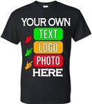 Custom T-Shirts for Men and Women Design Your Own Personalized Shirt with Text Image Logo Customizable Front and Back Print Soft Cotton Tee Black