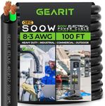 GearIT 8/3 8 AWG Portable Power Cable (100 Feet - 3 Conductor) SOOW 600V 8 Gauge Electric Wire for Motor Leads, Portable Lights, Battery Chargers, Stage Lights and Machinery -100ft Electrical Cord