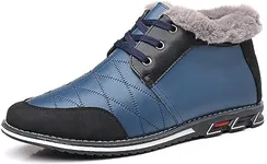 COSIDRAM Men Shoes Snow Boots Mid Top Warm Walking Sneakers Lace up Casual Shoes Blue 8