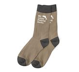 D Design Invent Print! Fishing Gift Socks Men’s Black Lucky Fishing Funny Quote Size 6-11 (Tan)