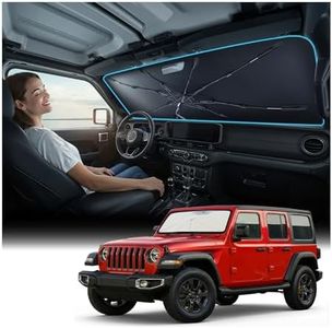 Nmoiss Windshield Sun Shade Umbrella for Jeep - [Vinyl Coating Heat Shield] Protect Car from Sun Rays & Heat Damage Keep Cool and Protect Interior, Spring Structure Edge