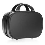 Tolida Makeup Travel Case, Hard Shell Cosmetic Organizer Bag with Elastic Band and Soft Handle, Portable Mini ABS Carrying Suitcase Waterproof, Travel Bag for Toiletry, Skin Care (Oval, Black)