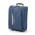 Pierre Cardin Soft Sided 18 Inch Suitcase with Wheels - KLM Flybe Emirates Cabin Approved Under 55x40x20 Luggage TUI Thomas Cook Soft Shell Bag | Light 1.8kg 48cm 30L (Carry On, Navy & Grey)