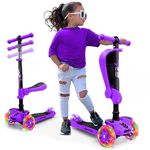 3 Wheeled Scooter for Kids - Stand & Cruise Child/Toddlers Toy Folding Kick Scooters w/Adjustable Height, Anti-Slip Deck, Flashing Wheel Lights, for Boys/Girls 2-12 Year Old