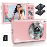 Digital Camera, 4K Autofocus Compact Camera with 32G SD Card HD 48MP with 2.8" Large Screen, 16X Digital Zoom, Portable Mini Camera for Photography, Vlogging Camera for Kids,Adult,Beginners（pink）