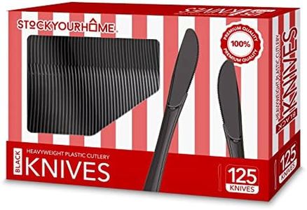 Stock Your Home (125-Count Plastic Knives, Disposable Silverware for Dinner, Heavy Duty Utensils, Heavyweight Party Flatware, Bulk Cutlery in Black