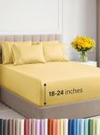 Extra Deep Cal King Sheet Set - 6 Piece Breathable & Cooling Sheets - Hotel Luxury Bed Sheets Set - Easy & Secure Fit - Soft, Wrinkle Free & Comfy Sheets Set - Yellow Sheet Set with Extra Deep Pockets