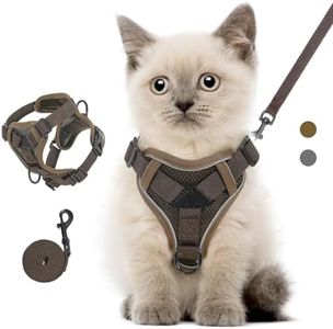 VavoPaw Cat Harness and Leash Set for Walking, Adjustable Kitten Vest Harness with Reflective Strip Breathable Mesh, Escape Proof Soft Pet Safety Vest for Cats, Kittens, Puppies, S Coffee