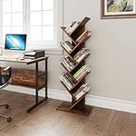 YITAHOME Tree Bookshelf, Floor Standing Book Shelf, Rustic Brown Industrial Wooden Shelves Bookcase, Display Storage Shelving Units for Living Room/Home/Office - Rustic Brown Book shelves