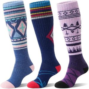 Merino Wool Ski Socks for Mens Womens Winter Thermal Warm Thick Knee High Snowboarding Skiing Socks for Cold Weather 3 Pairs Gifts Stocking Stuffers(Nordic,M)