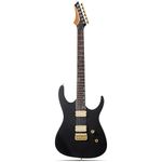 Leo Jaymz Electric Guitar Monsoon Series with Reverse Headstock - Mahogany Body,Maple Neck and Rosewood Fingerboard,Alnico V Pickups,Fixed Hardtail Guitar Bridge (Matt Black)