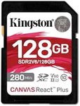 Kingston Canvas React Plus V60 SD Memory Card, 128 GB