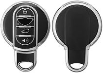 kwmobile Key Cover Compatible with Mini 3 Button Car Key Smart Key - Car Key Fob Case Protector - Black/Silver